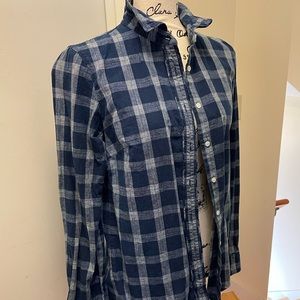 Navy plaid button down